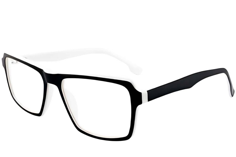 Rectangular White Acetate Glasses #BS2012-0376