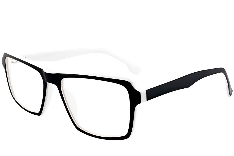 Rectangular White Acetate Glasses #BS2012-0376