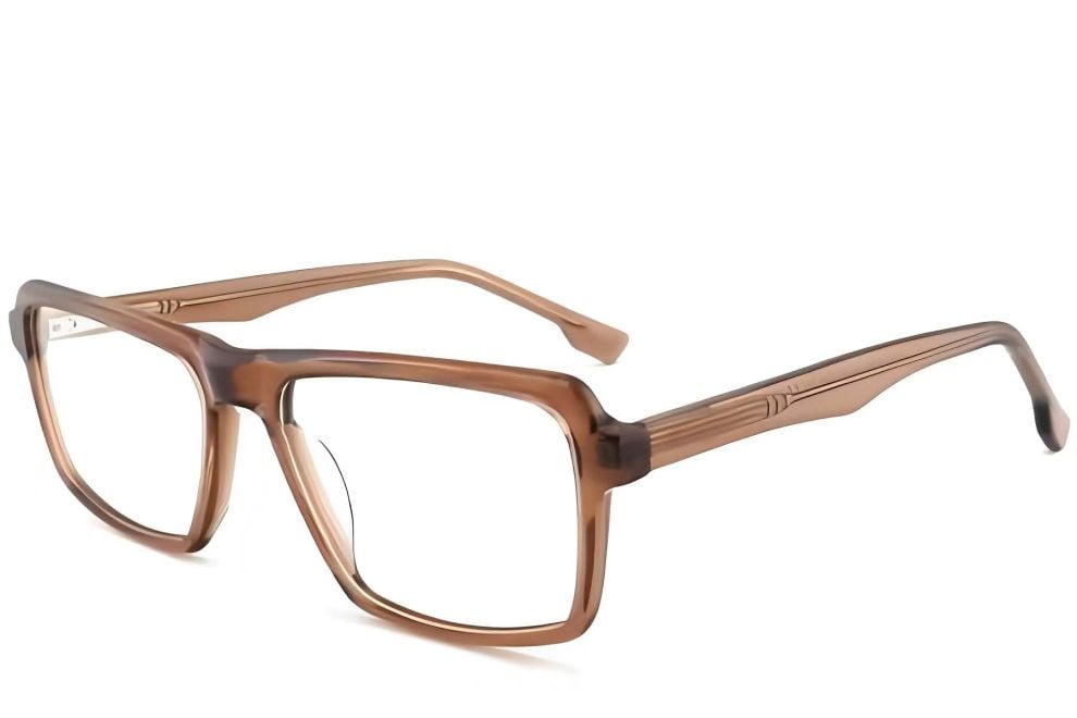 Rectangular Brown Acetate Glasses #BS2012-0379
