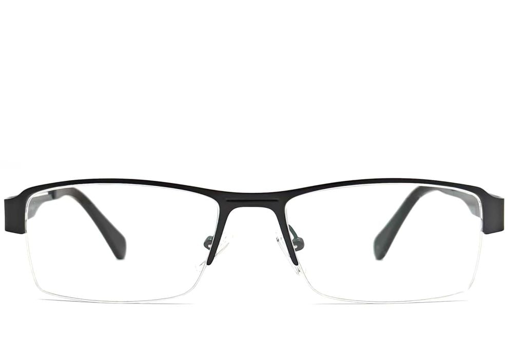 Semi-rimless Black Metal Glasses #BS2012-0452