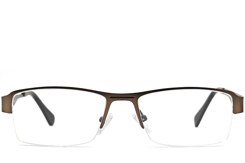 Halbrandlose braune Metallbrille #BS2012-0453