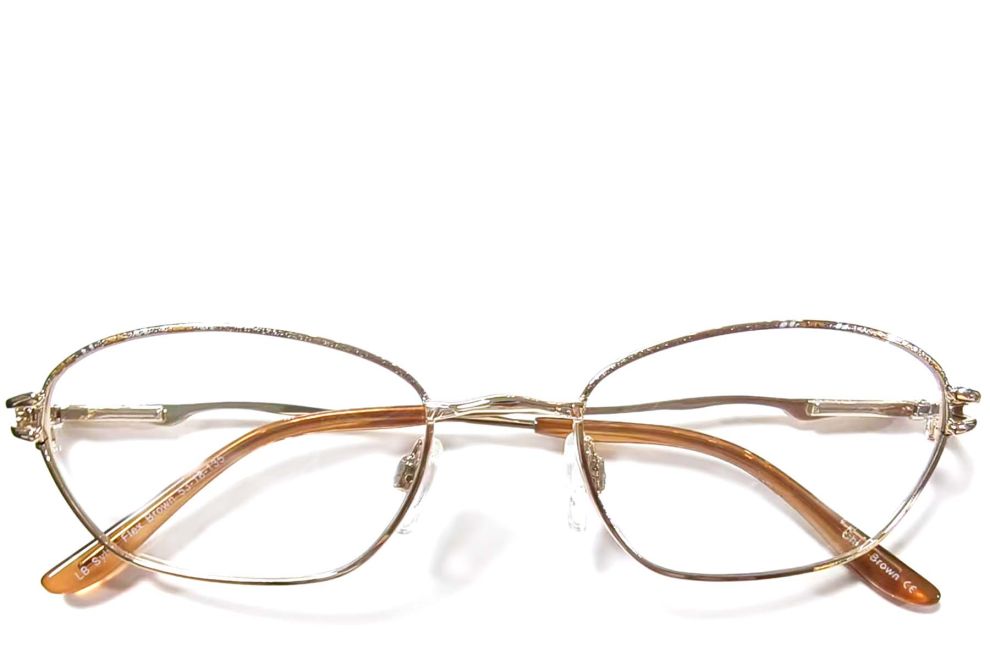 Oval Brown Metal Glasses #BS2012-0457