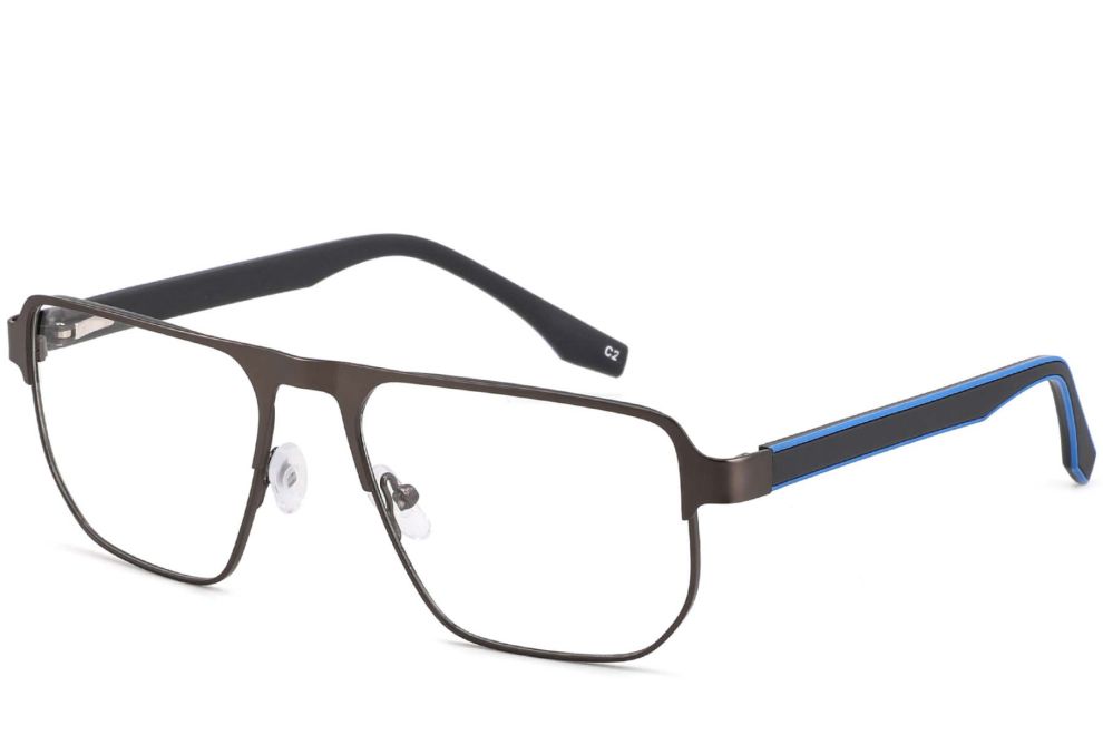 Rectangular Grey Metal Glasses #BS2425-0102