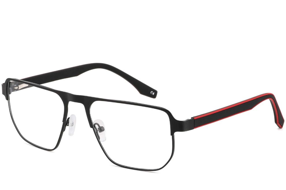 Rechteckige rote Metallbrille #BS2425-0104