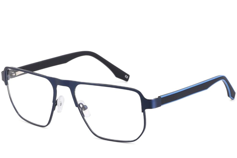 Rectangular Blue Metal Glasses #BS2425-0105