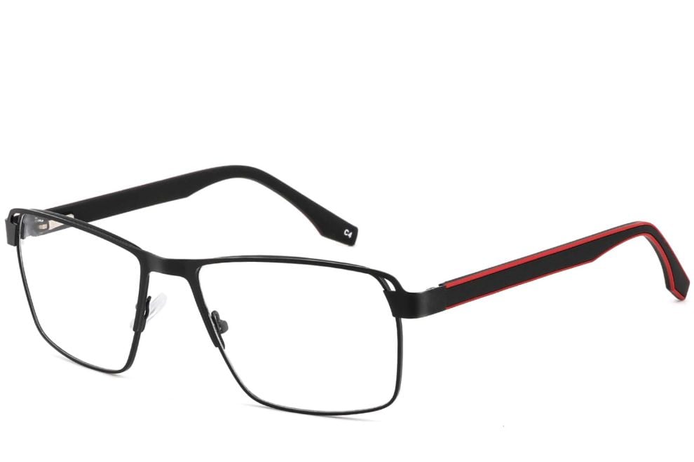Rectangular Red Metal Glasses #BS2425-0109