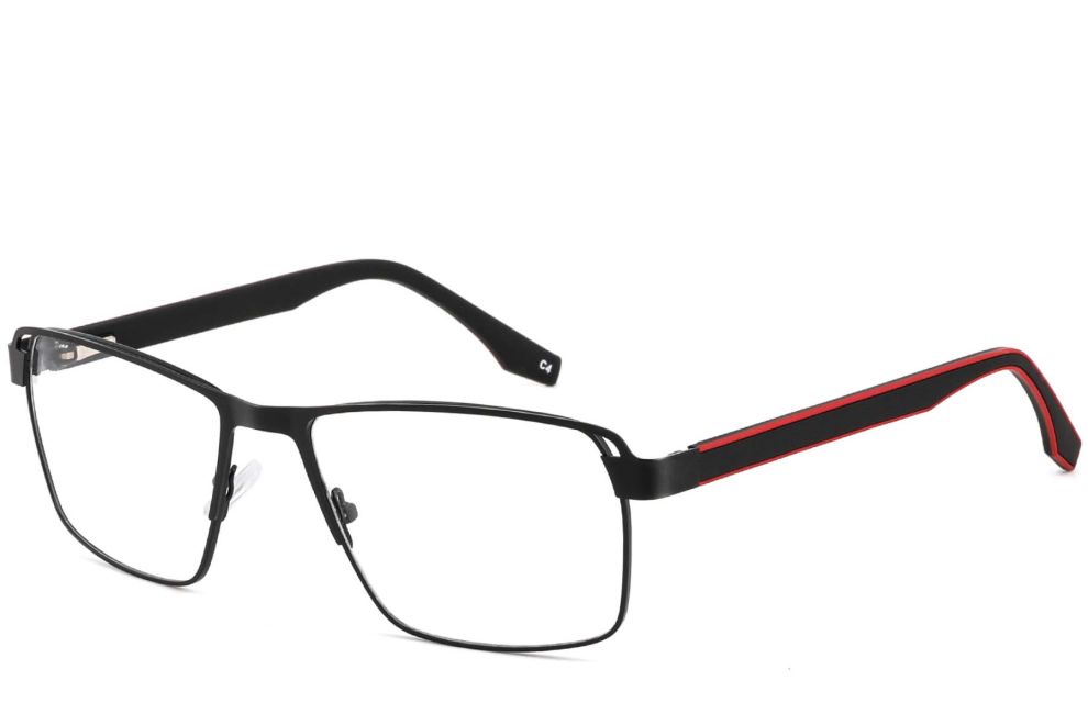 Rechteckige rote Metallbrille #BS2425-0109
