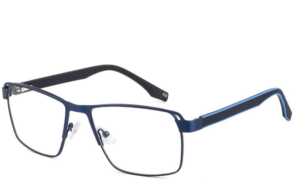Rectangular Blue Metal Glasses #BS2425-0110
