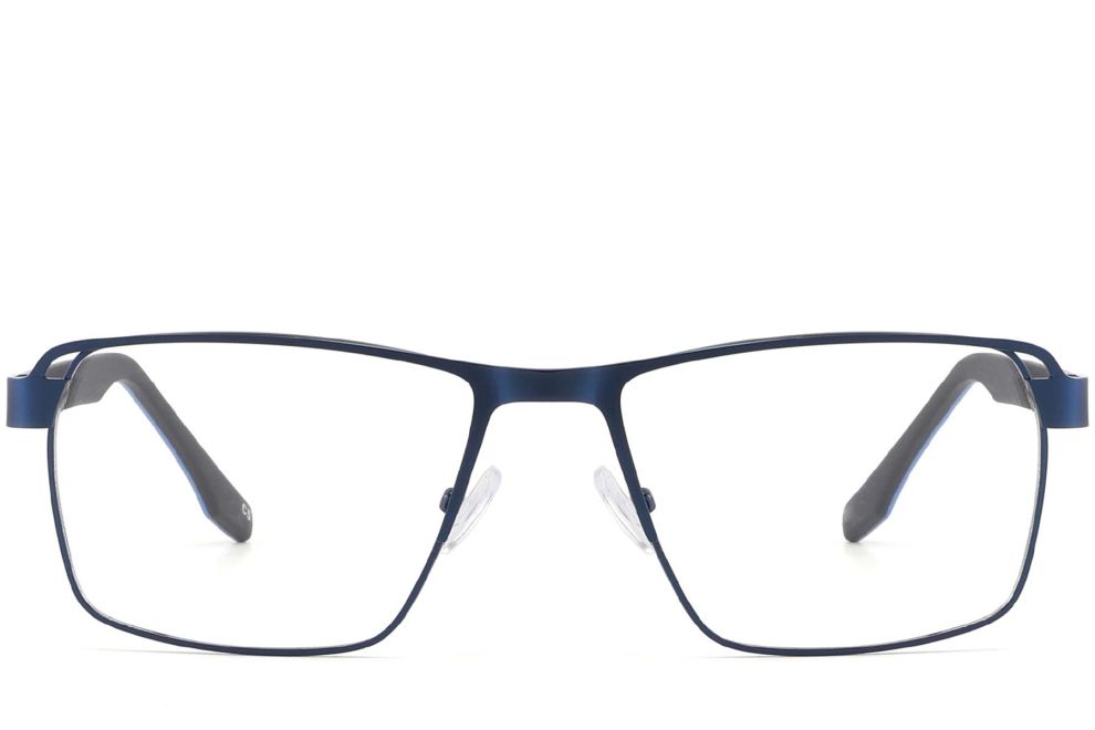 Lunettes rectangulaires en métal bleu #BS2425-0110