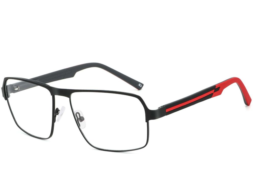 Rectangular Red Metal Glasses #BS2425-0112