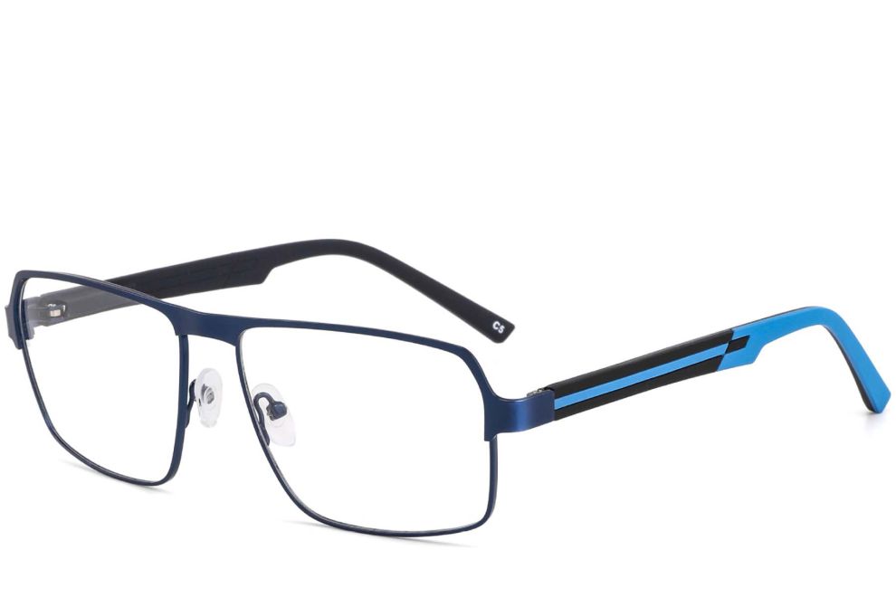 Rechteckige blaue Metallbrille #BS2425-0114