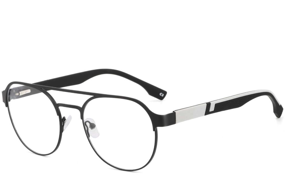 Pilotenbrille aus schwarzem Metall #BS2425-0129