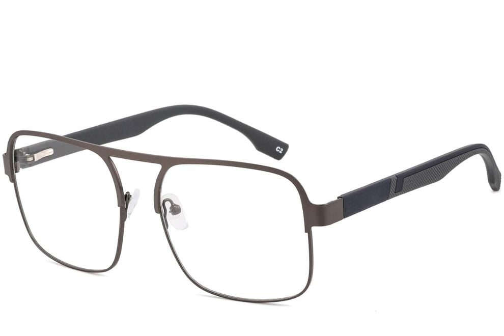 Rectangular Grey Metal Glasses #BS2425-0133