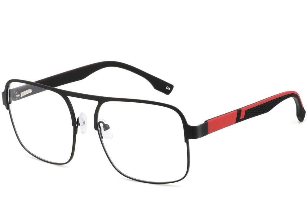 Rectangular Red Metal Glasses #BS2425-0135