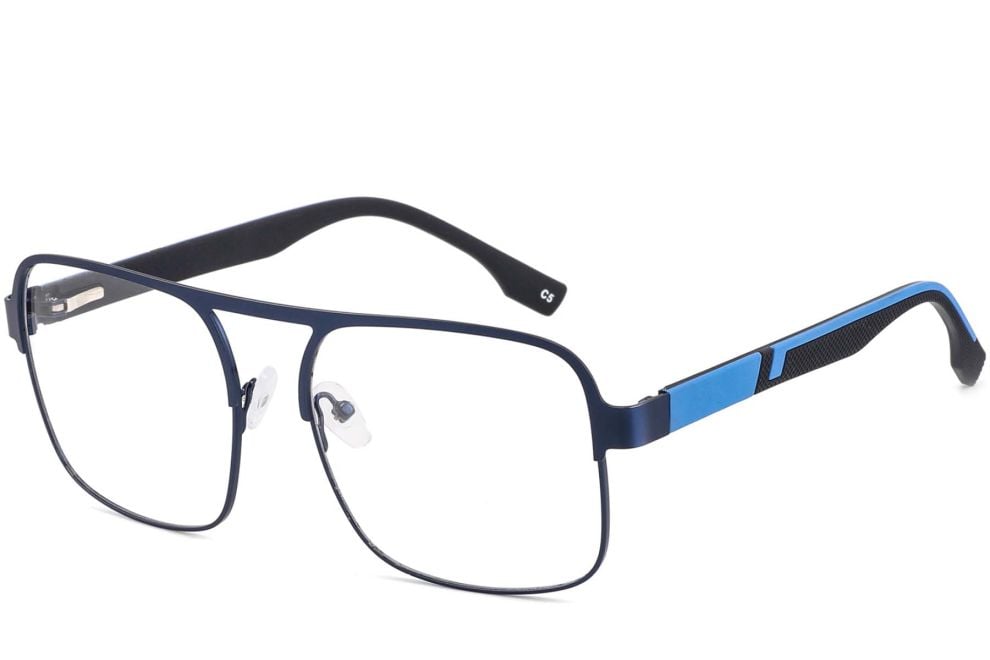 Rectangular Blue Metal Glasses #BS2425-0136