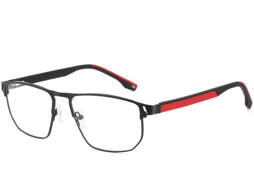 Rectangular Red Metal Glasses #BS2425-0142