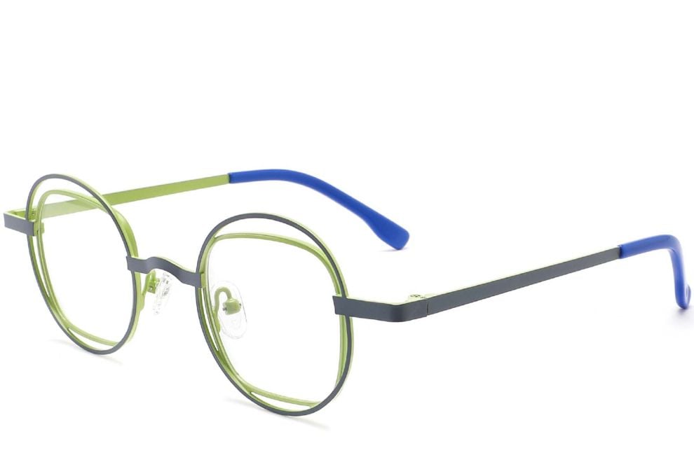 Oval Grey Metal Glasses #BS2425-0145