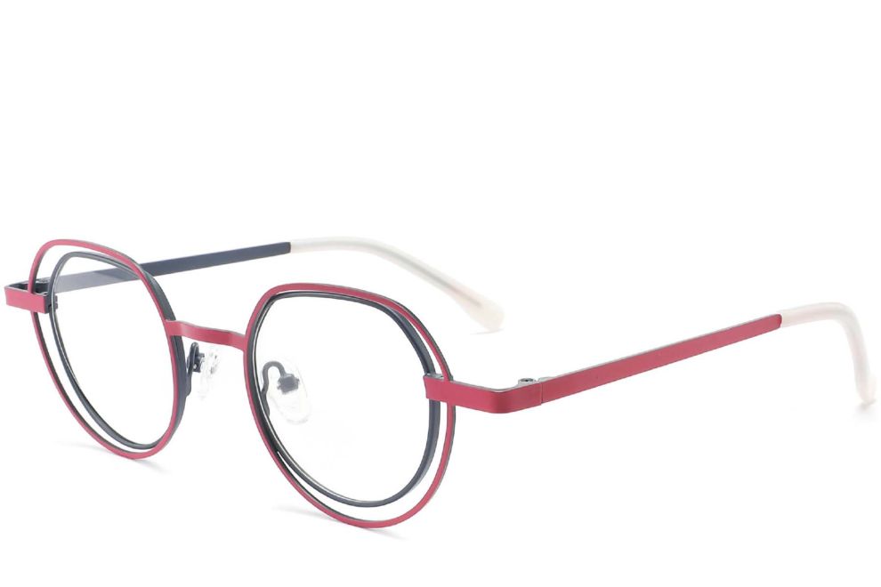 Rectangular Pink Metal Glasses #BS2425-0148