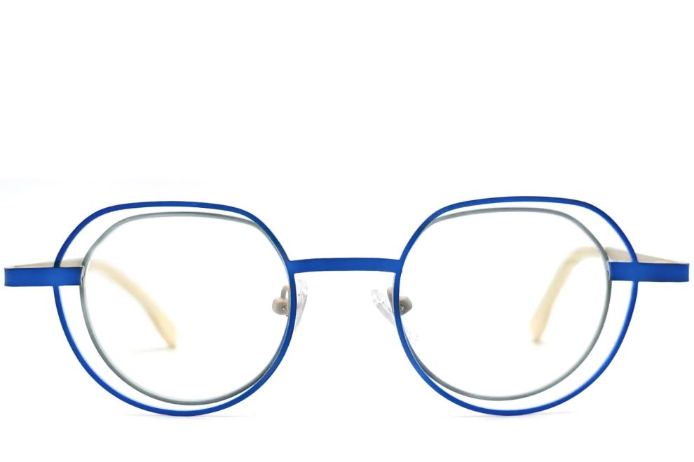 Geometrische blaue Metallbrille #BS2425-0149
