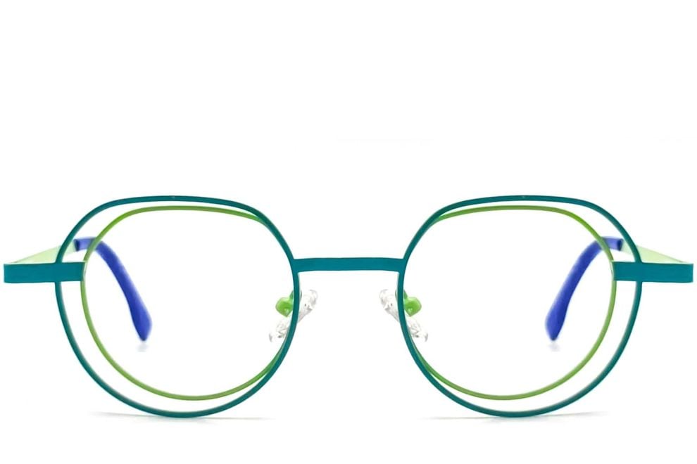 Geometrische grüne Metallbrille #BS2425-0151