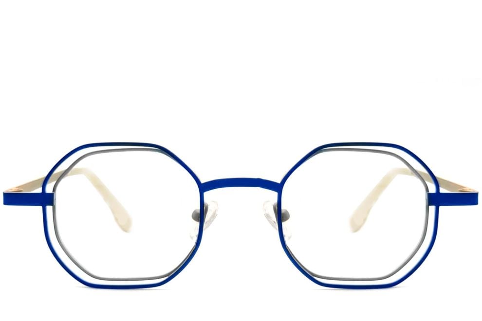 Geometric Blue Metal Glasses #BS2425-0154