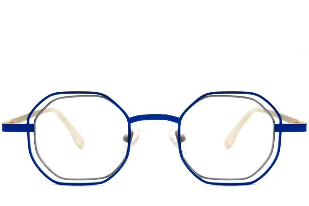 Geometric Blue Metal Glasses #BS2425-0154