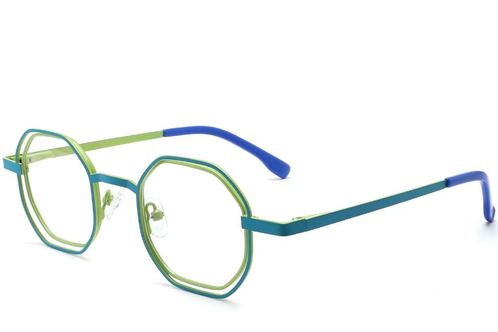 Geometrische grüne Metallbrille #BS2425-0156