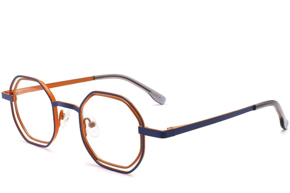 Geometric Orange Metal Glasses #BS2425-0157