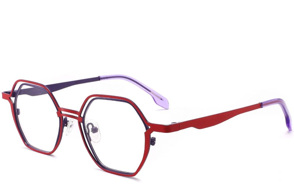 Gafas geométricas de metal rojo #BS2425-0162