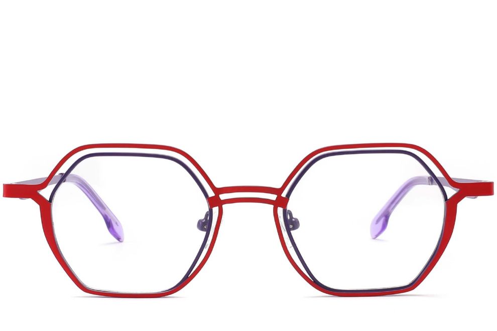 Gafas geométricas de metal rojo #BS2425-0162