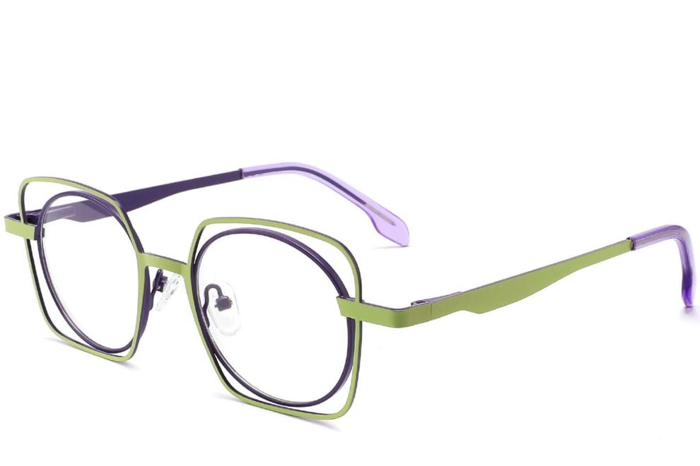 Rectangular Green Metal Glasses #BS2425-0166