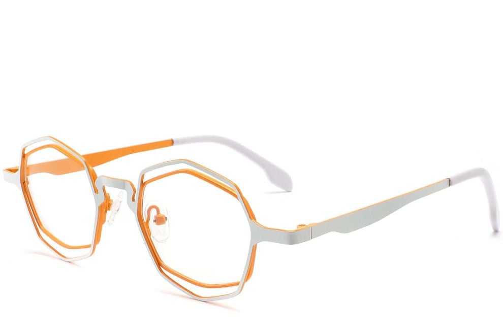 Geometric Orange Metal Glasses #BS2425-0169