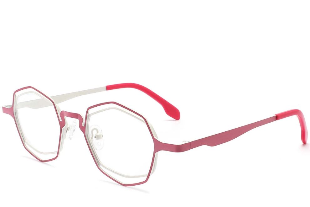 Gafas geométricas de metal rosa #BS2425-0170