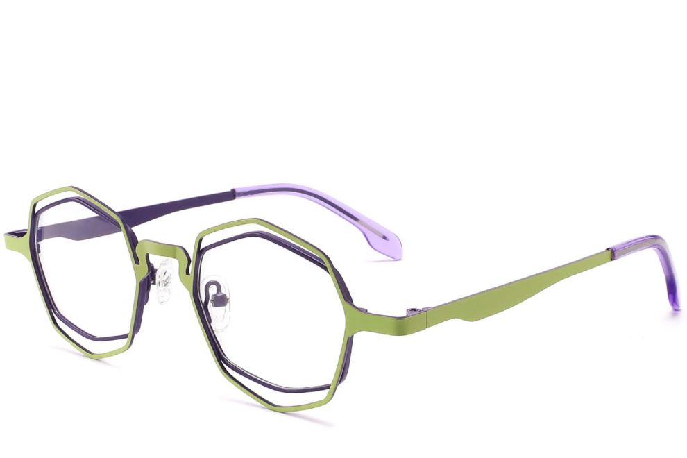Geometrische grüne Metallbrille #BS2425-0171