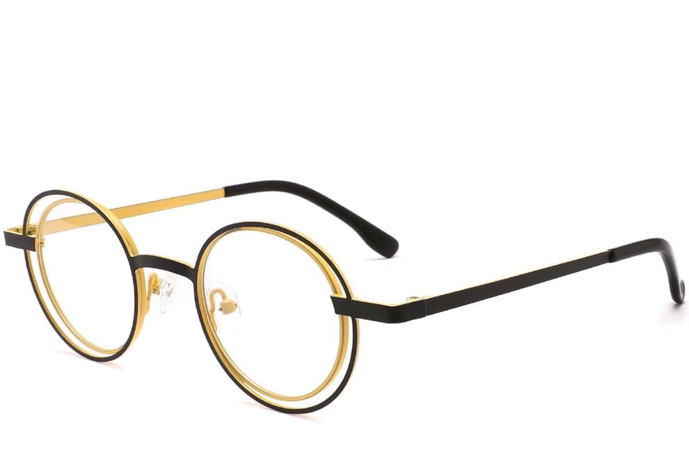 Oval Yellow Metal Glasses #BS2425-0184