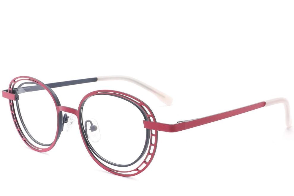 Oval Pink Metal Glasses #BS2425-0186