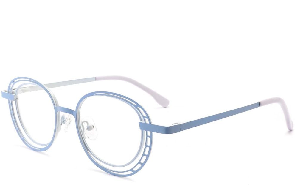 Gafas ovaladas de metal azul #BS2425-0189