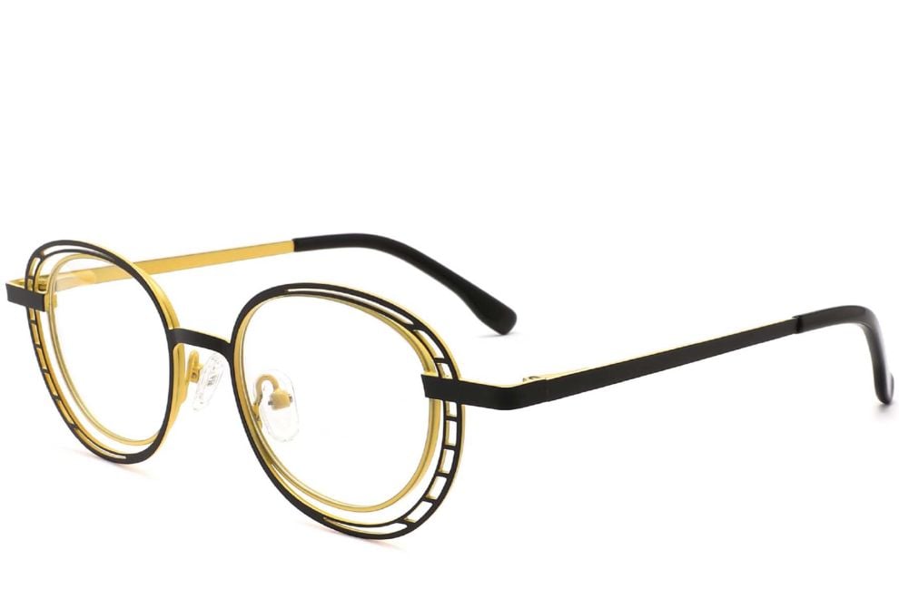 Oval Yellow Metal Glasses #BS2425-0190