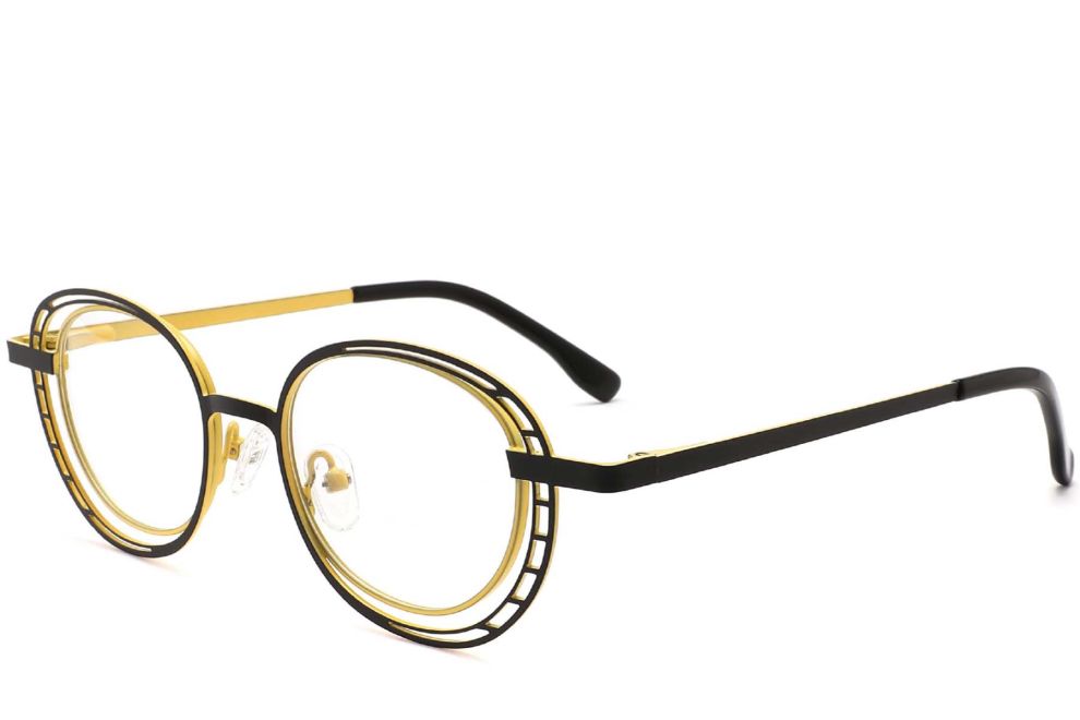 Ovale gelbe Metallbrille #BS2425-0190