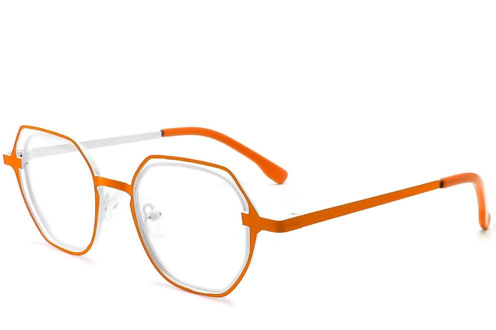 Geometric Orange Metal Glasses #BS2425-0193