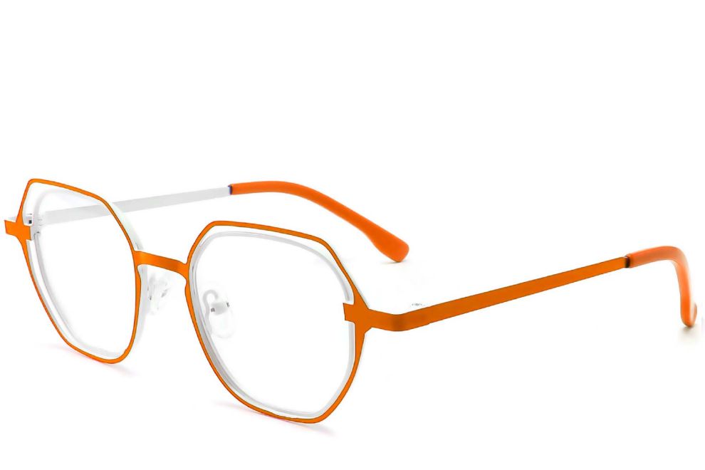 Geometric Orange Metal Glasses #BS2425-0193