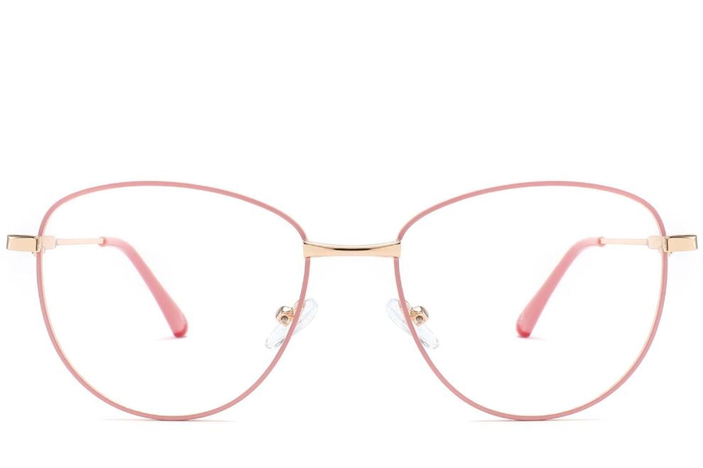 Oval Pink Metal Glasses #BS2425-0216