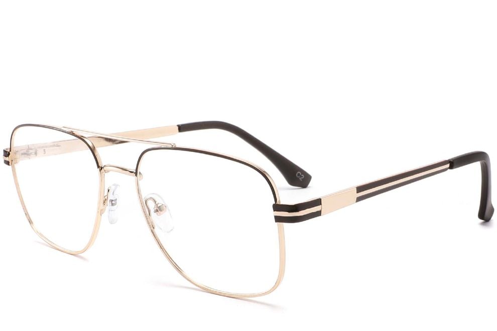 Gafas de metal marrón estilo aviador # BS2425-0263