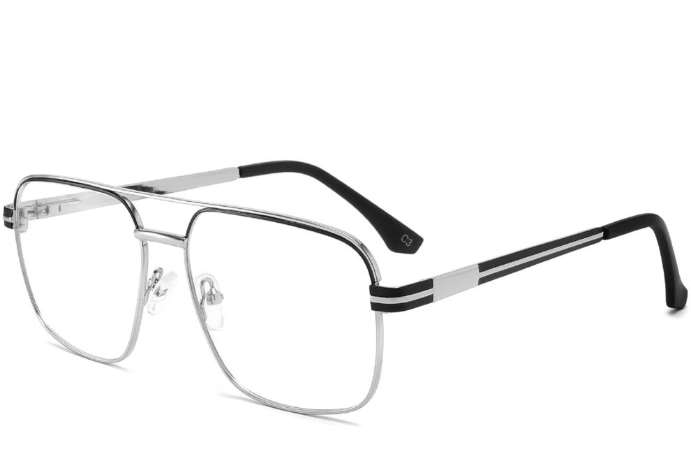 Pilotenbrille aus silbernem Metall #BS2425-0274