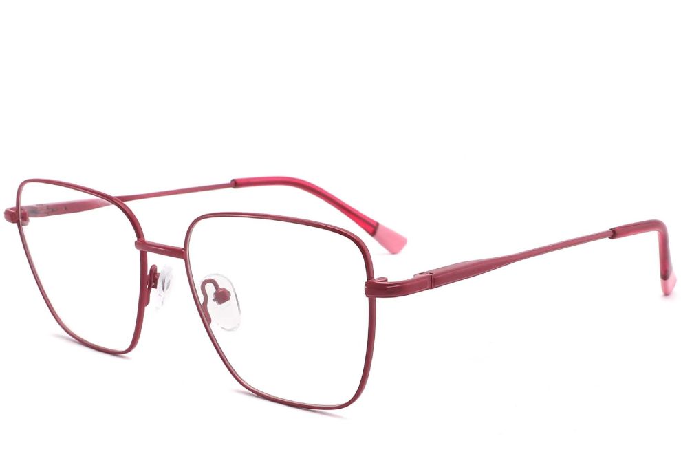 Rectangular Red Metal Glasses #BS2425-0300