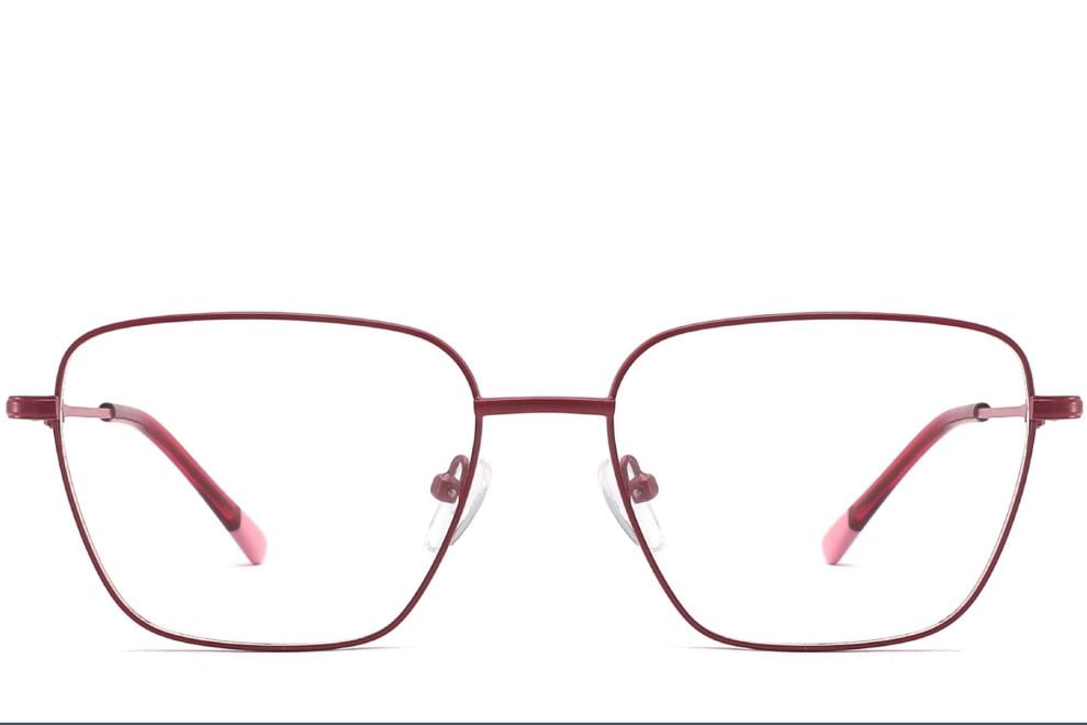 Rectangular Red Metal Glasses #BS2425-0300