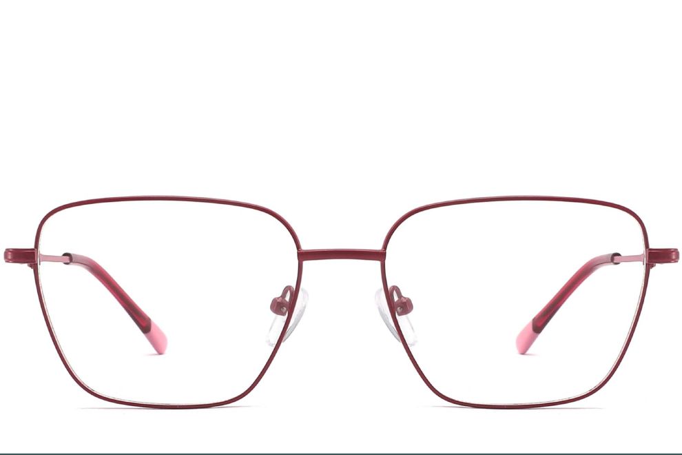 Rectangular Red Metal Glasses #BS2425-0300