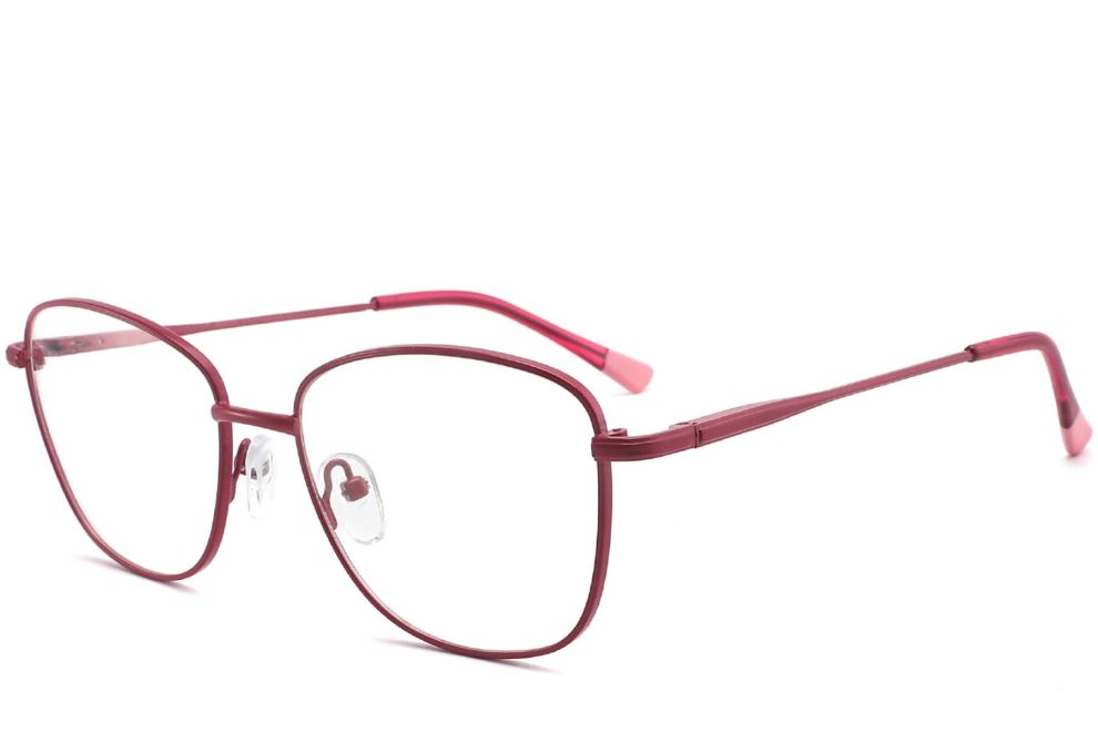 Rechteckige rote Metallbrille #BS2425-0312