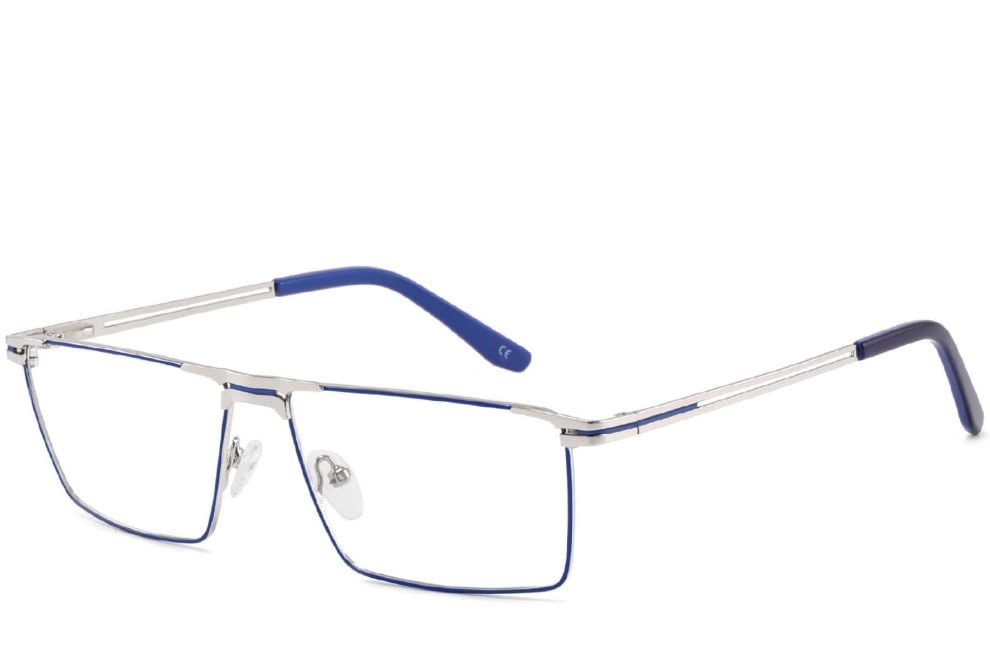 Rectangular Blue Metal Glasses #BS2425-0324