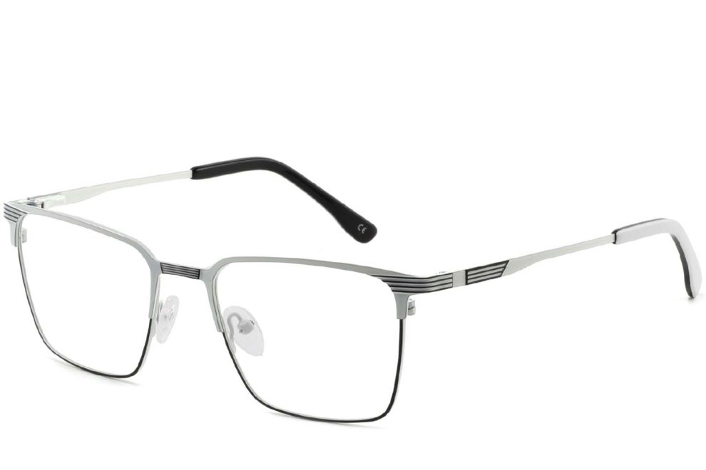 Rechteckige silberne Metallbrille #BS2425-0326
